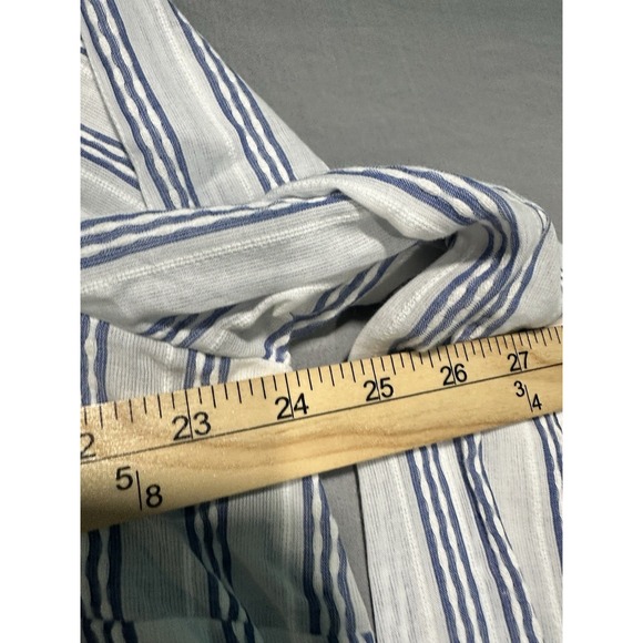 NWT Talbots Women's White Blue Stripe Henley Blouse  100% Cotton XL Casual Relax - Picture 2 of 7